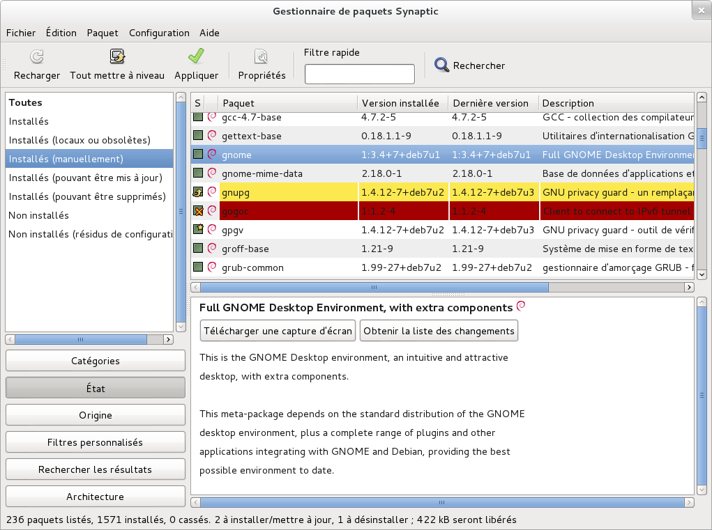 Gestionnaire de paquets synaptic